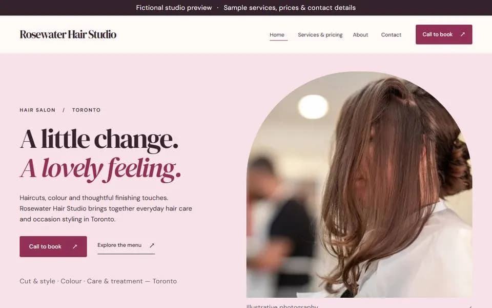 Beauty template for a fictional salon