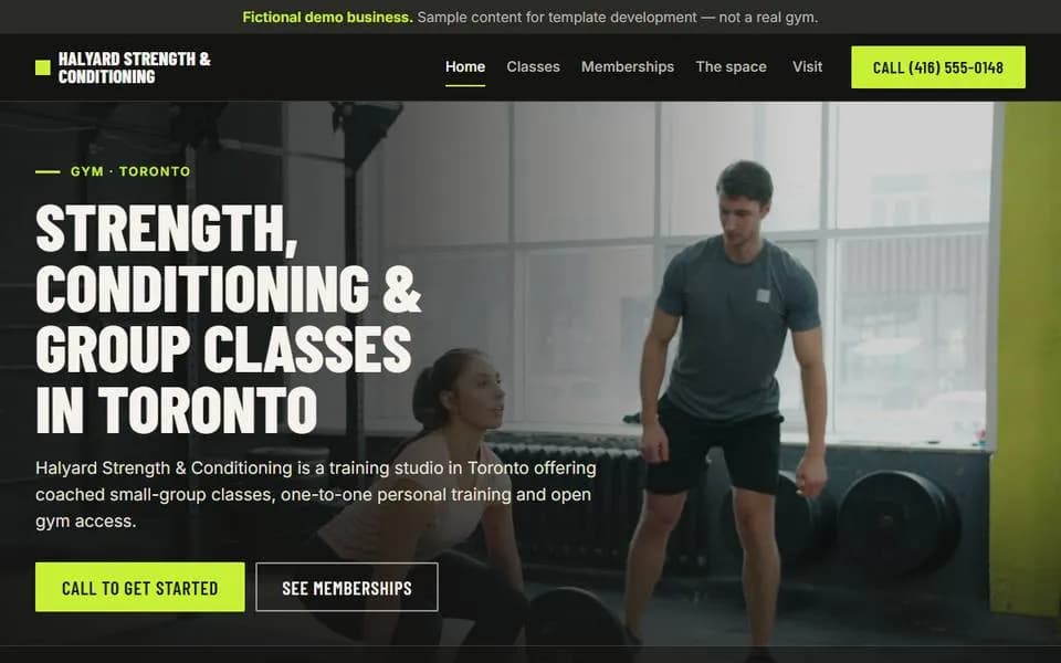 Fitness template for a fictional gym