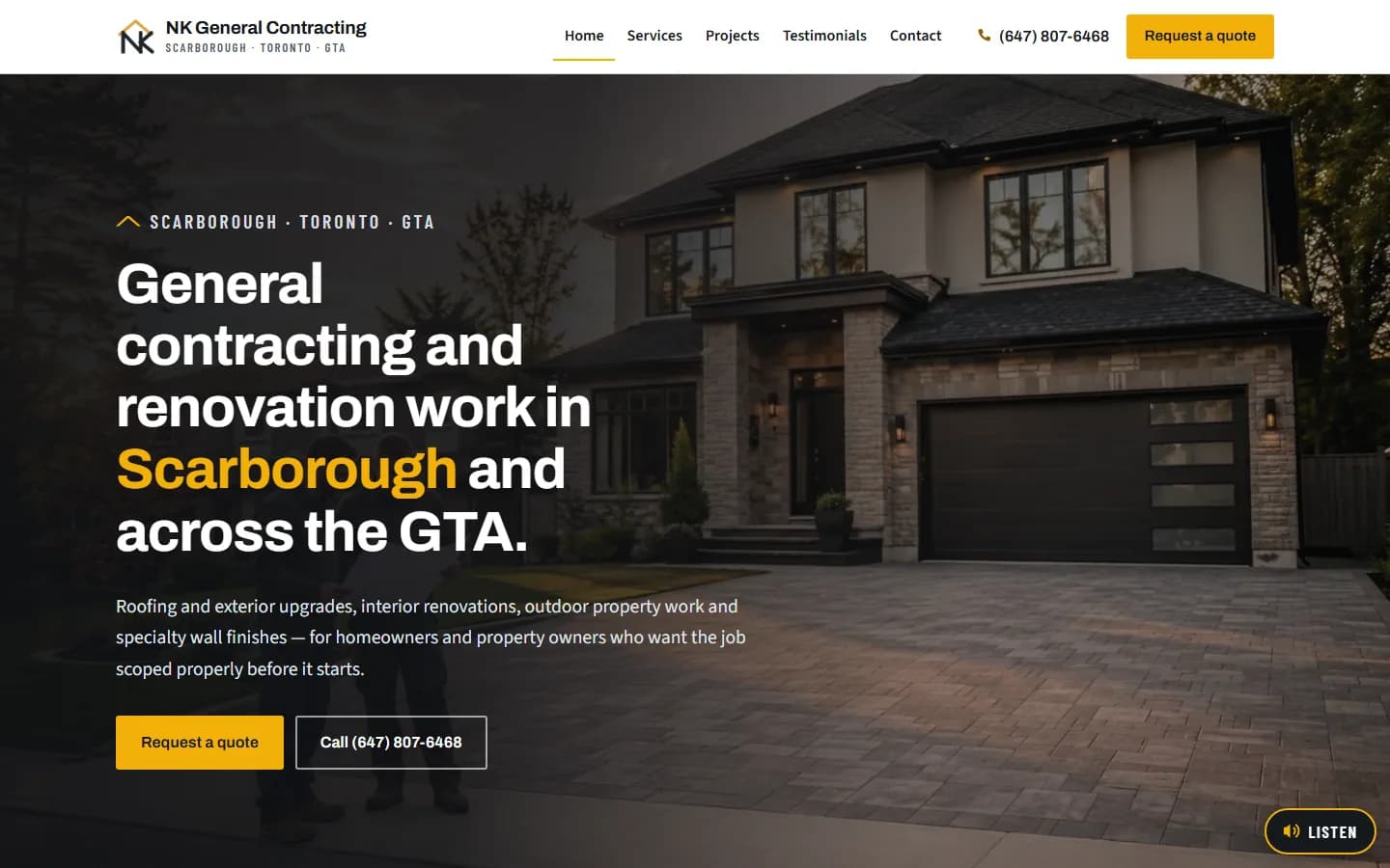 NK General Contracting website built by Data Function