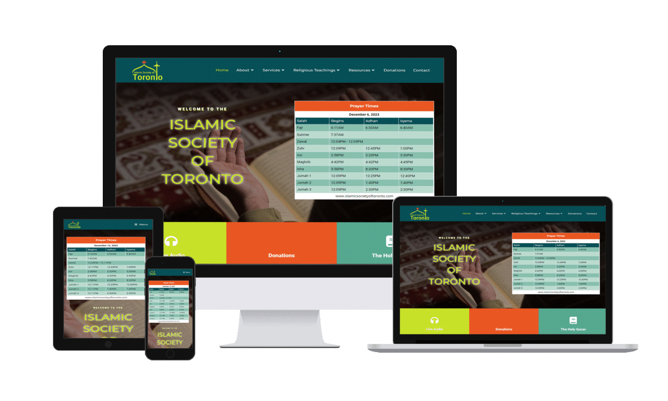 Islamic Society of Toronto Website Displayed on Multiple Devices