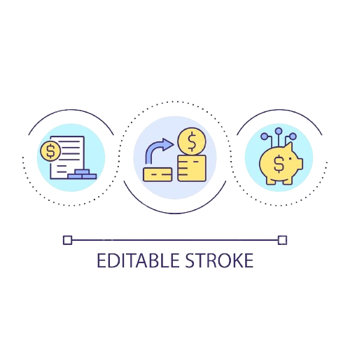 Finance Process Icons Connected by Dotted Lines