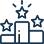 Blue Icon of Podiums with Stars - Symbolizing Achievement and Ranking