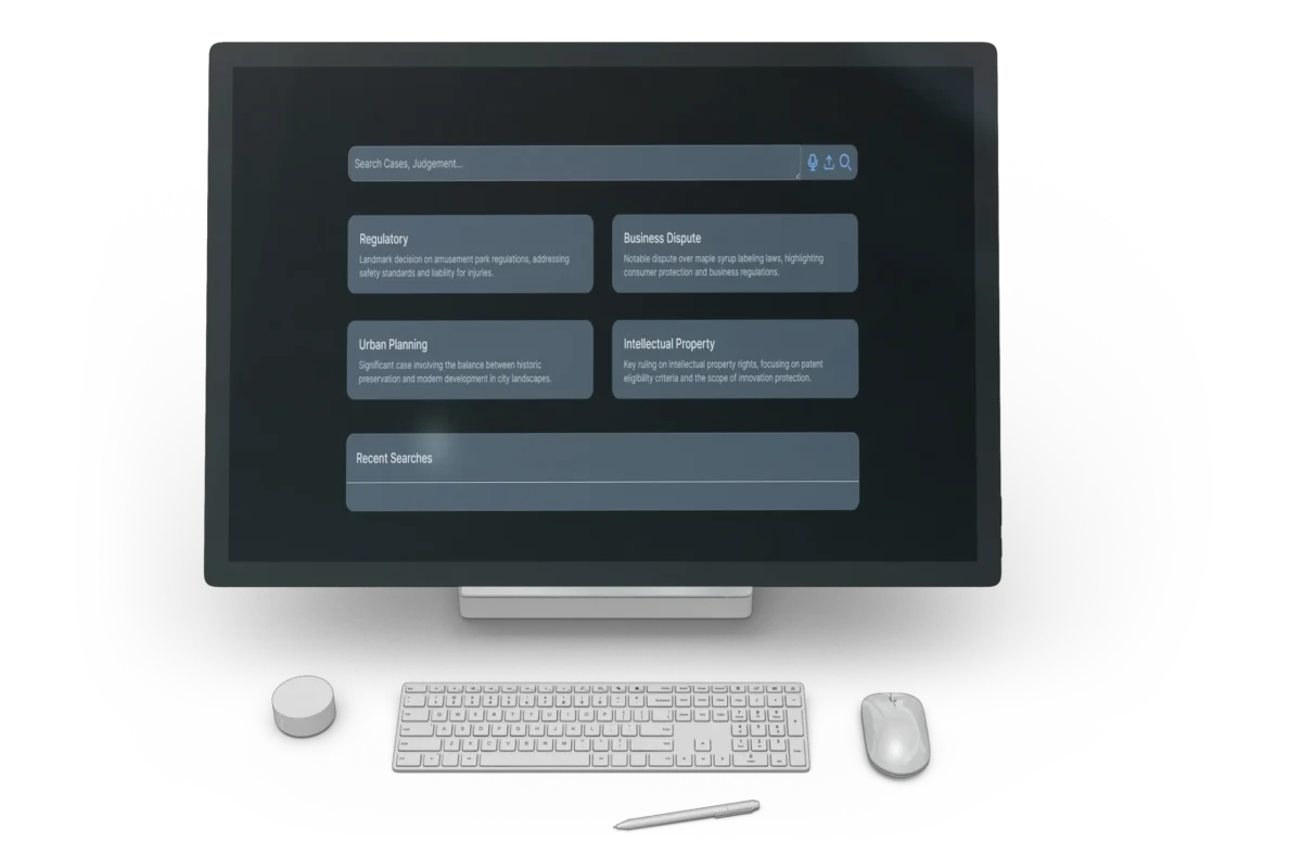 Dark-themed Case Polaris interface on desktop, displaying legal categories like regulatory, urban planning, business dispute, and intellectual property.