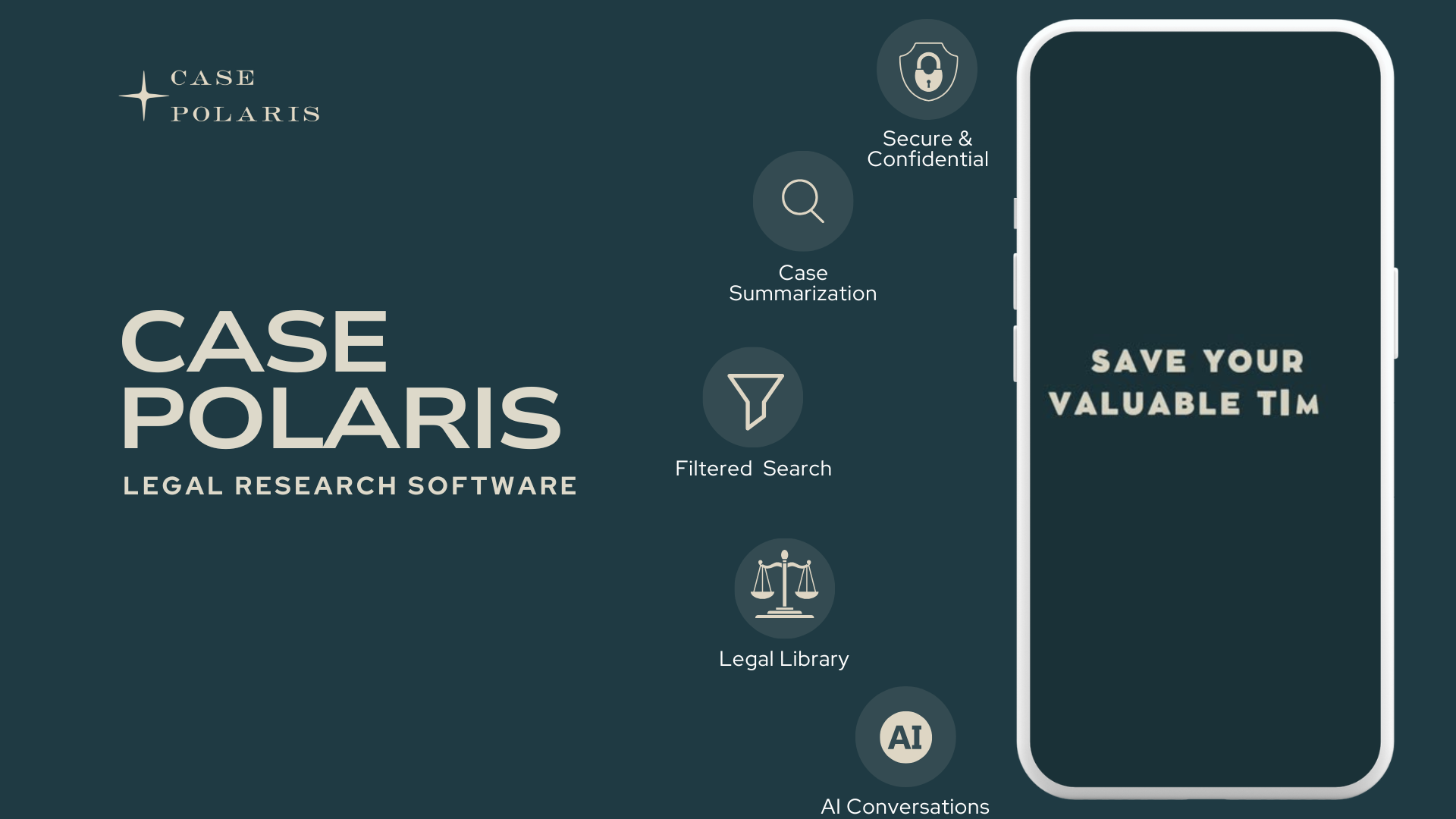 A promotional graphic for Case Polaris legal research softw